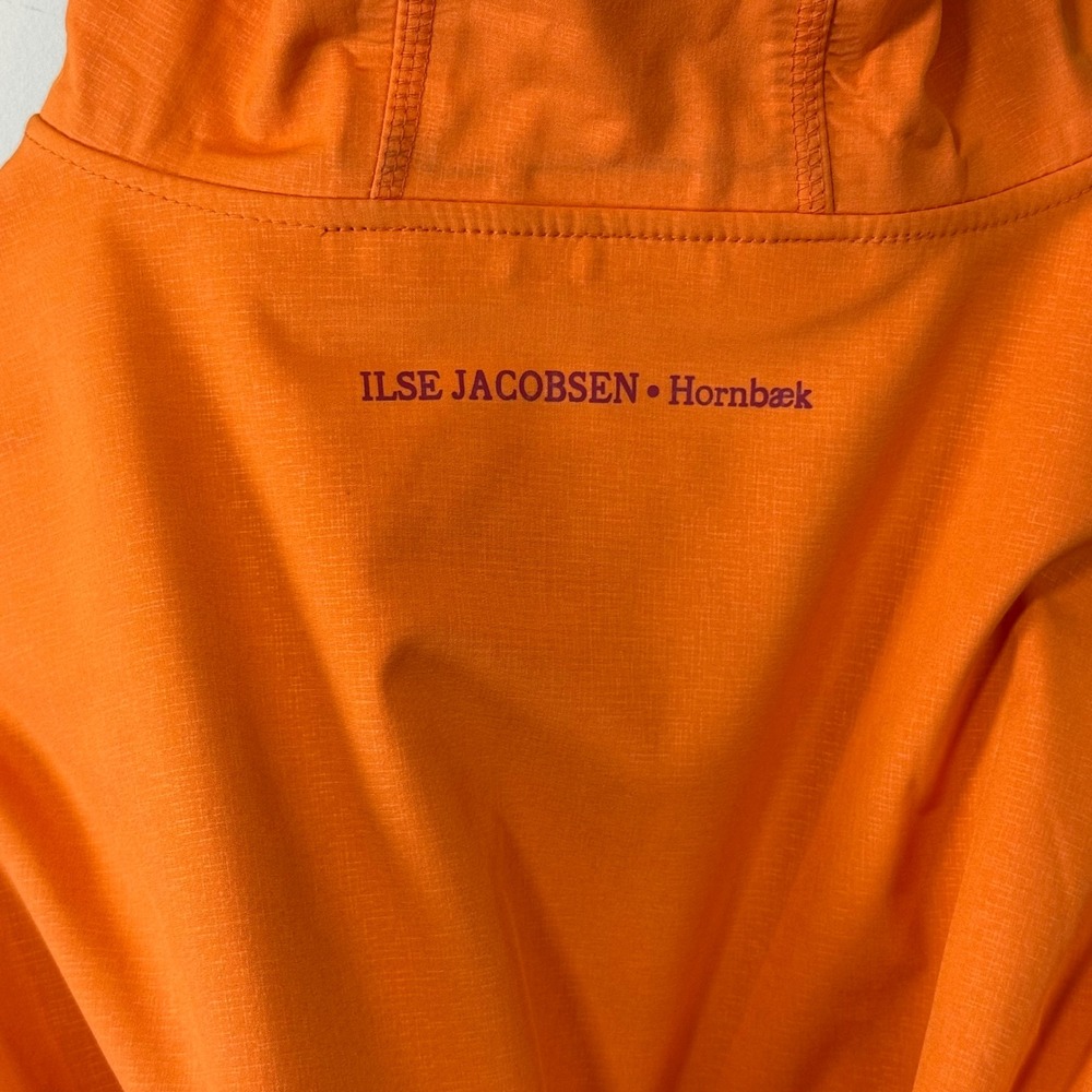 EXCELLENT Ilse Jacobsen Raincoat Womens 44 Orange Hooded Softshell - Picture 11 of 11
